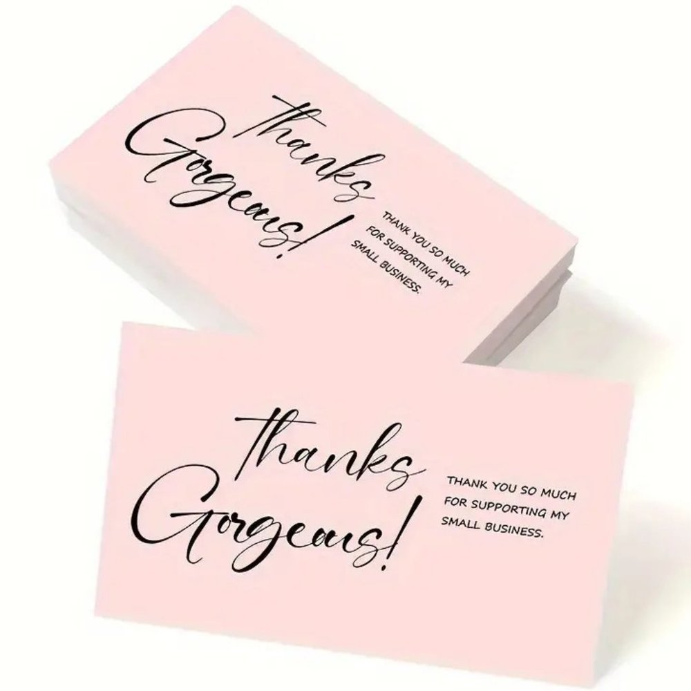 THANKS GORGEOUS! 100 pcs THANK YOU for SUPPORTING my SMALL BUSINESS cards 2x3.5
